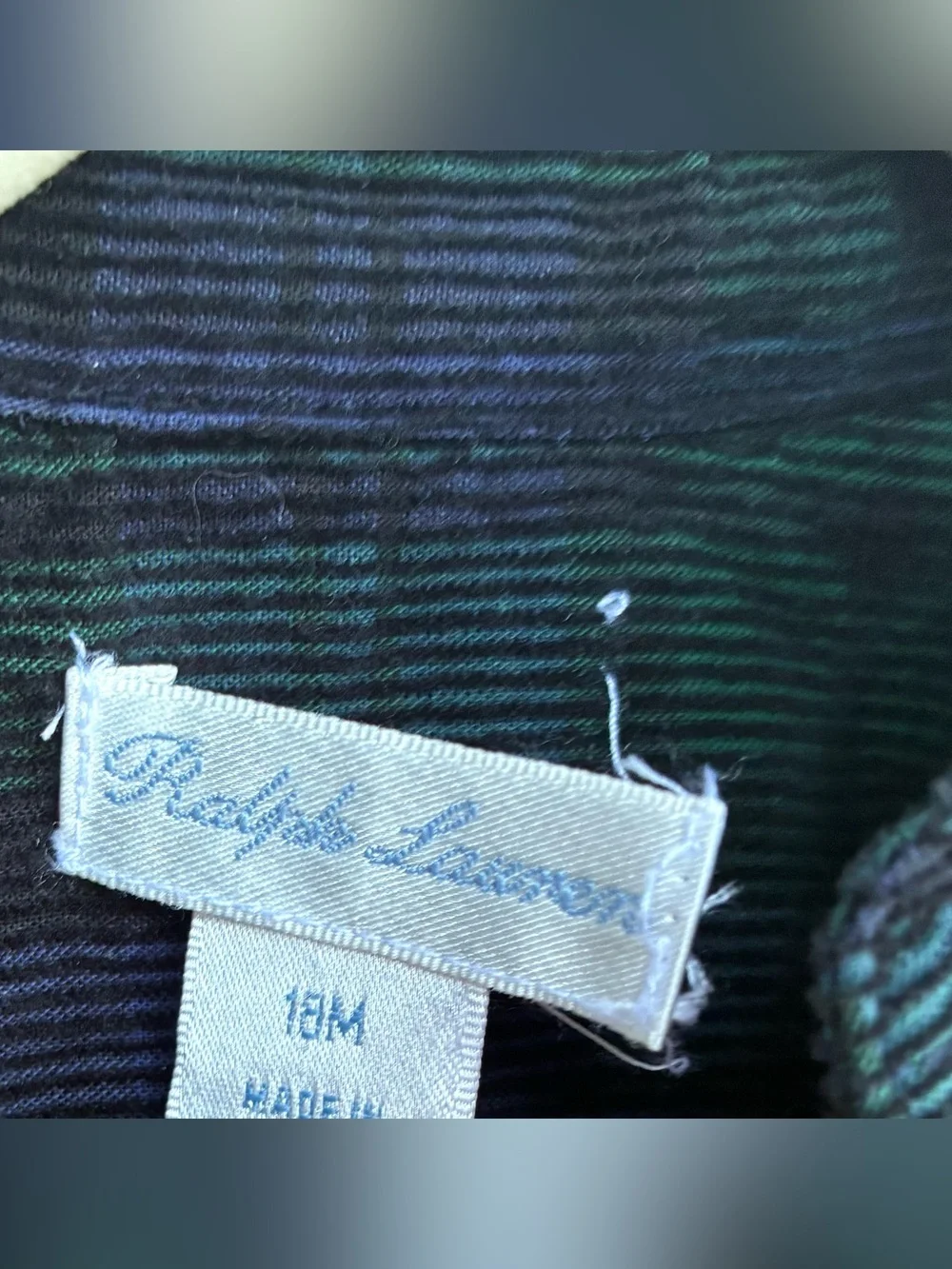 Ralph Lauren Baby Boys Blackwatch Plaid Corduroy Button Down Shirt 18M